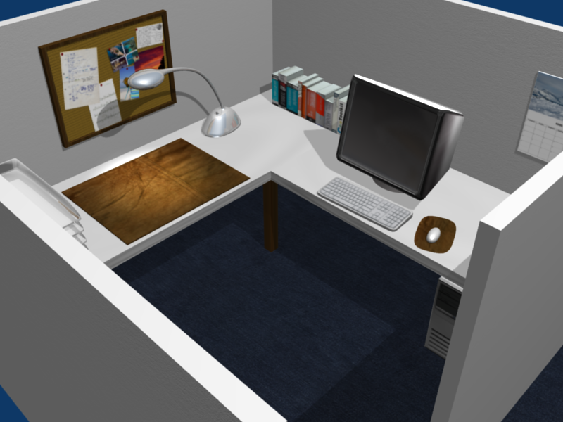 Desktop scene 3D in Blender