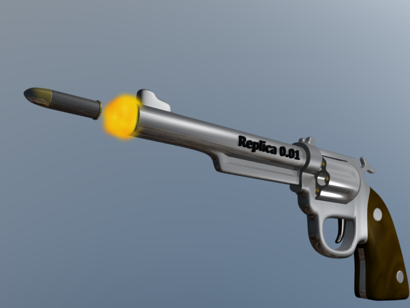 Model of a revolver in Blender 3D